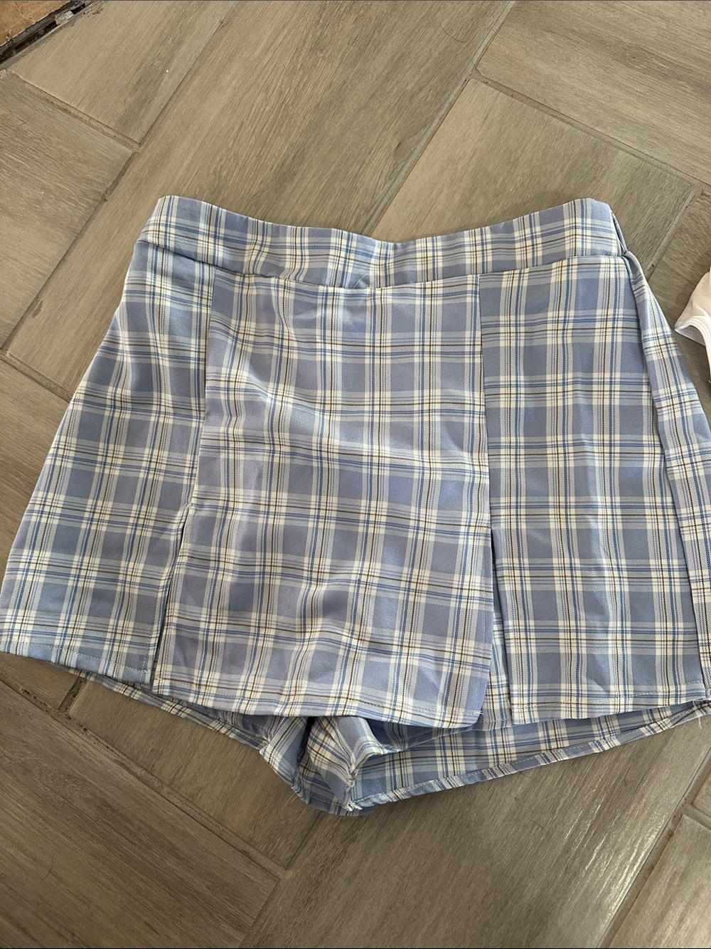 Blue Plaid Women’s Skort with white bodysuit - Casual Everyday Style - Picture 2 of 6
